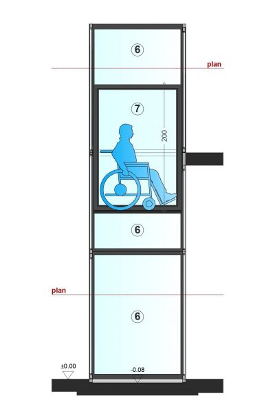 SAFtech . élévateur PMR privatif NIV-ILA . Coupe 1