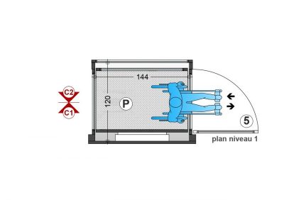 SAFtech . élévateur PMR ou privatif NIV-ILA P . Plan niveau 1