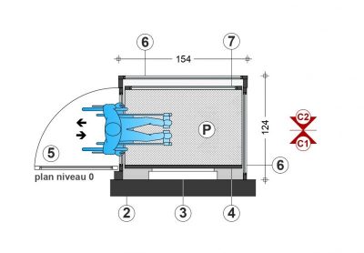 SAFtech . élévateur PMR privatif NIV-ILA . Plan niveau 0