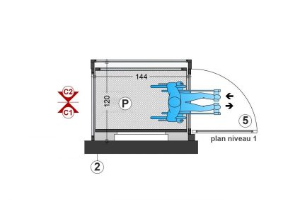 SAFtech . élévateur PMR ou privatif NIV-ILA . Plan niveau 1
