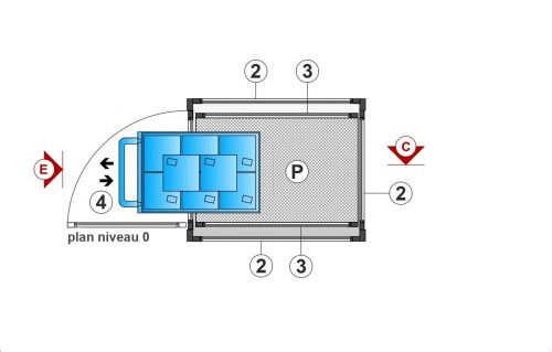 SAFtech . Elévateur monte-charge NIV-MCX - plan niv 0